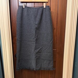 Gray Fringe Hem Wool Women's Skirt